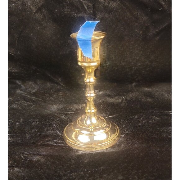 Vintage Mid-1900s Solid Brass Candlestick - Picture 2 of 13
